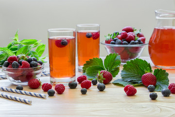  Fresh berries compote with empty space for text.