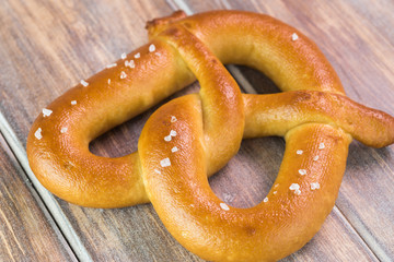 Salted fresh baked soft pretzel.