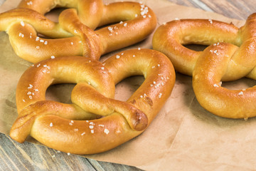Fresh baked soft salted pretzels.