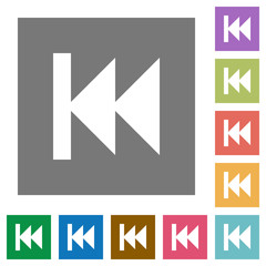 Media fast backward square flat icons