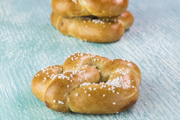 Fresh baked soft salted pretzels.