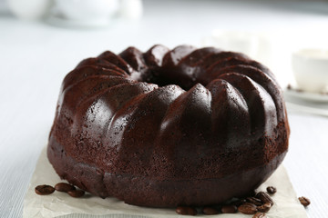Chocolate muffin cake, on the table