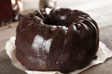 Chocolate muffin cake, on the table