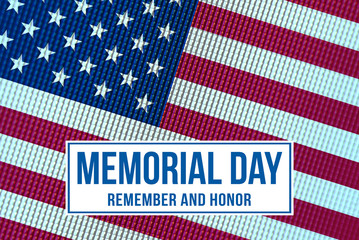 Memorial Day on American flag background
