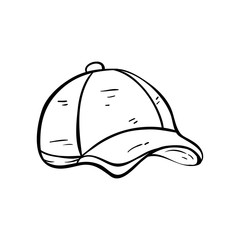 Illustration of Baseball Cap With Line Art or Doodle Style
