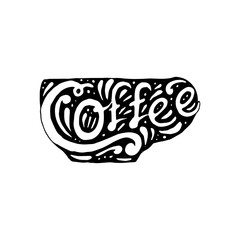 Illustration Of Coffee Swirl And Typography With Black Color