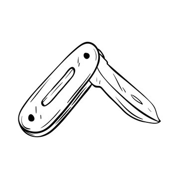 black and white pocket knife drawing clip art preview