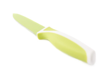 Steel green knife isolated over the white background
