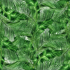 Watercolor Seamless pattern - Tropical background 