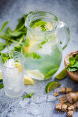 Ingredients for refreshing lemonade