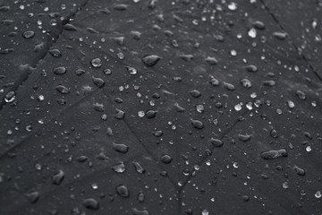 raindrops on a black umbrella
