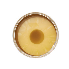 Canned pineapple isolated over white background