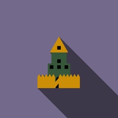 Paintball wall icon, flat style