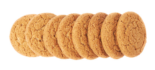 Line of cookies isolated over the white background