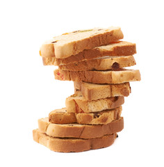 Twisted stack of rusks isolated over the white background