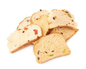 Pile of rusks isolated over the white background