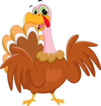 illustration of happy turkey cartoon