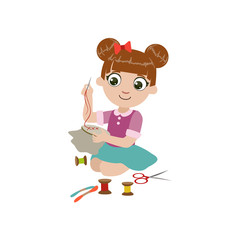 Girl Doing Embroidery