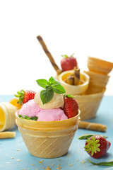 Ice Cream in waffle basket