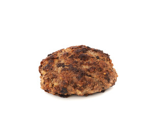 Single hand made cutlet isolated over white background
