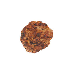 Single hand made cutlet isolated over white background