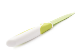 Steel green knife isolated over the white background