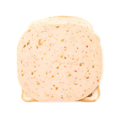 Sandwich with ham over white isolated background
