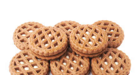 Pile of cookies isolated over the white background