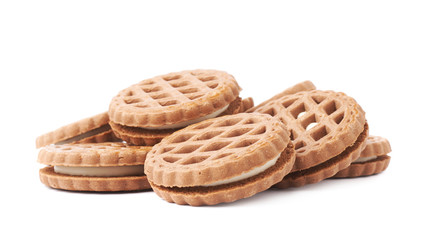 Pile of cookies isolated over the white background