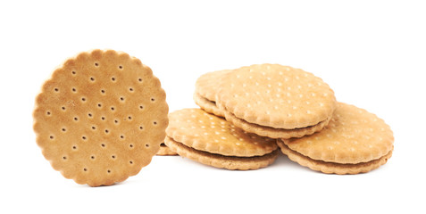 Pile of cookies isolated over the white background