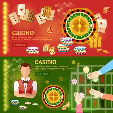 Casino banner poker game playing cards roulette