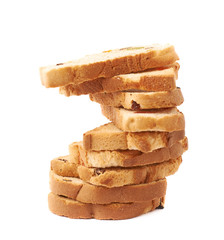 Twisted stack of rusks isolated over the white background
