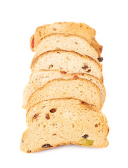 Pile of rusks isolated over the white background