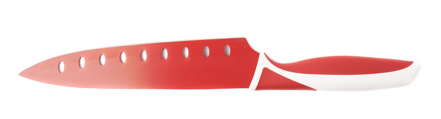 Steel red knife isolated over the white background