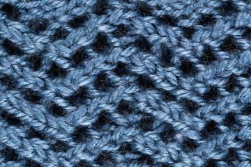 blue patterned knitted fabric