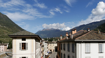 Fototapeta na wymiar View to the city of Tirano.