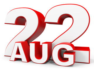 August 22. 3d text on white background.