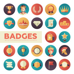 Badges, ribbons, awards icons set
