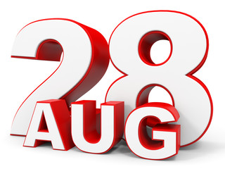 August 28. 3d text on white background.