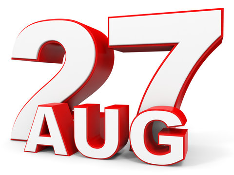 August 27. 3d text on white background.