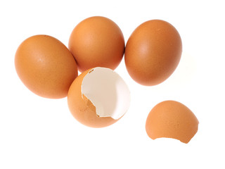 Fresh eggs isolated isolated on white background. Chicken eggs.