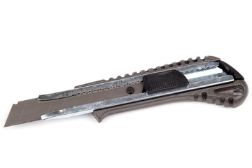 metal stationery knifes on white background