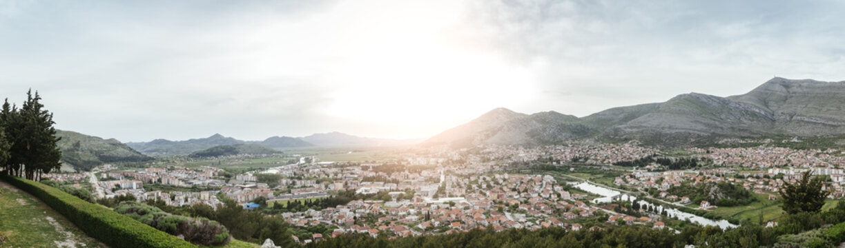 Bosnia and Herzegovina, Trebinje, cityscape at backlight