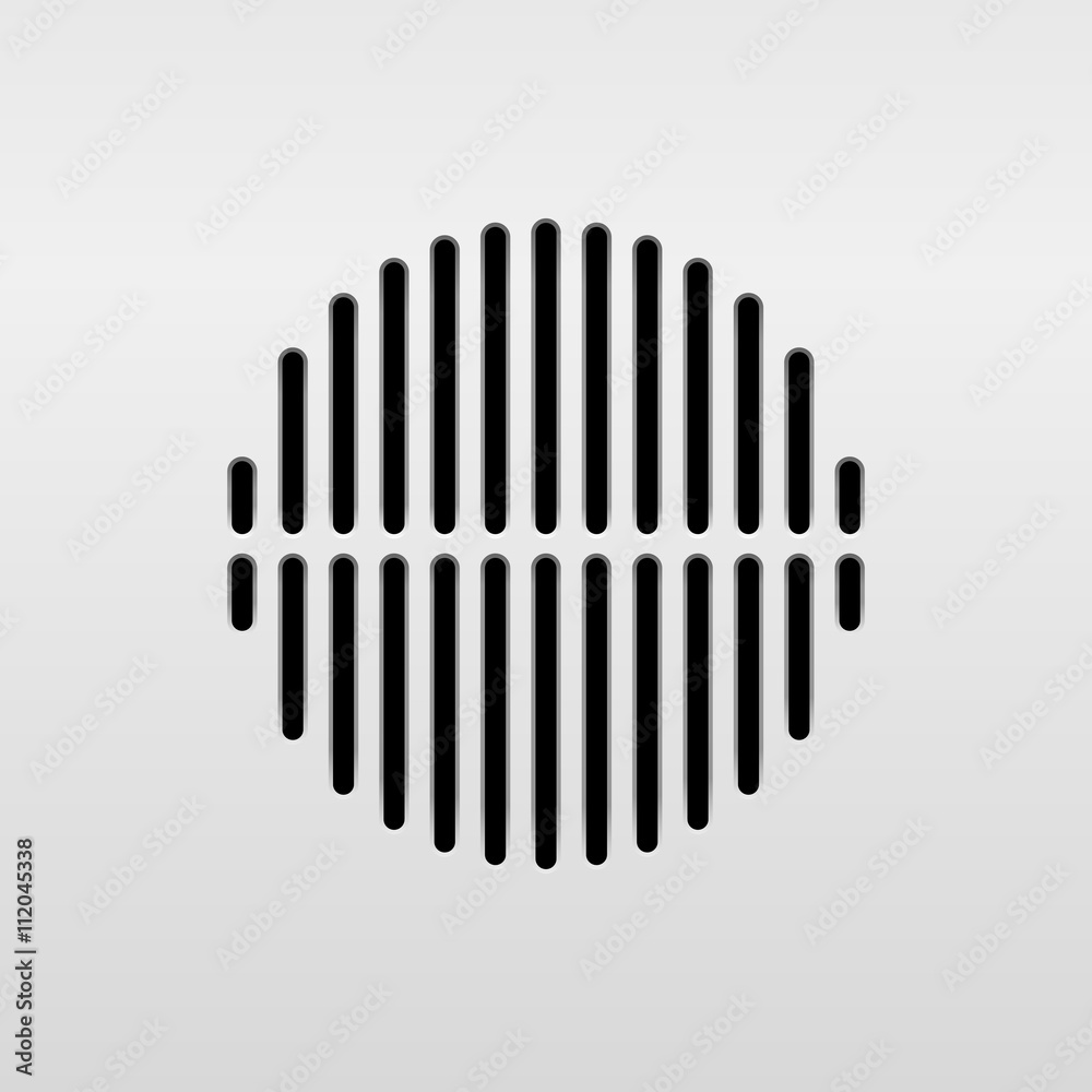 Wall mural abstract audio speaker template, dynamic with perforated grill pattern and white background for desi