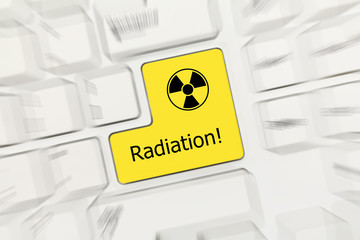 White conceptual keyboard - Radiation (yellow key zoom effect)