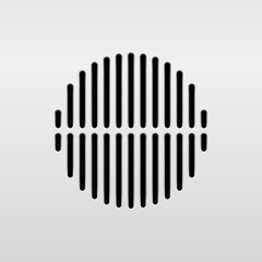 Abstract audio speaker template, dynamic with perforated grill pattern and white background for design elements, web, prints, apps, UI. Vector illustration.