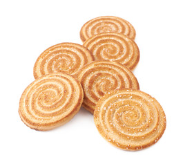 Pile of cookies isolated over the white background