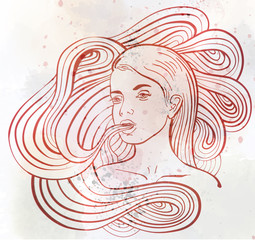 Hot girl with marijuana leafs