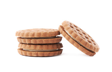 Stack of cookies isolated over the white background