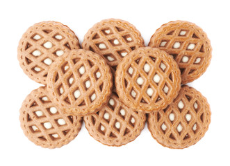 Pile of cookies isolated over the white background